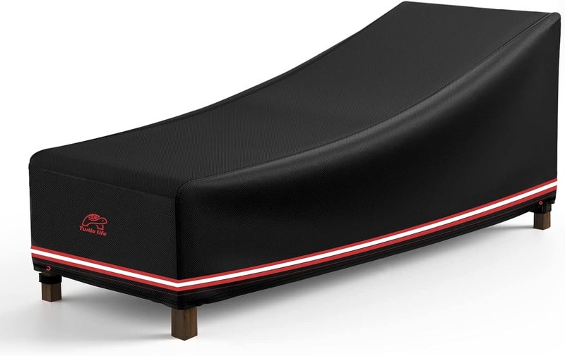 Turtle Life Patio Lounge Chair Cover Waterproof Heavy Duty Outdoor Chaise Lounge Covers with Upgrade Air Vent, 1 Pack - 64L x 30W x 30H inch, Black - Image 1